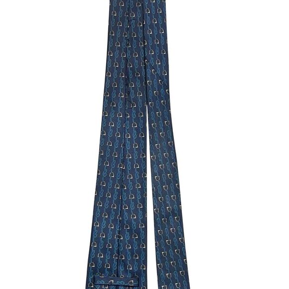 Gucci Mens Navy Blue Printed Silk Designer Neck Tie Pointed Adjustable Italy - Picture 6 of 14